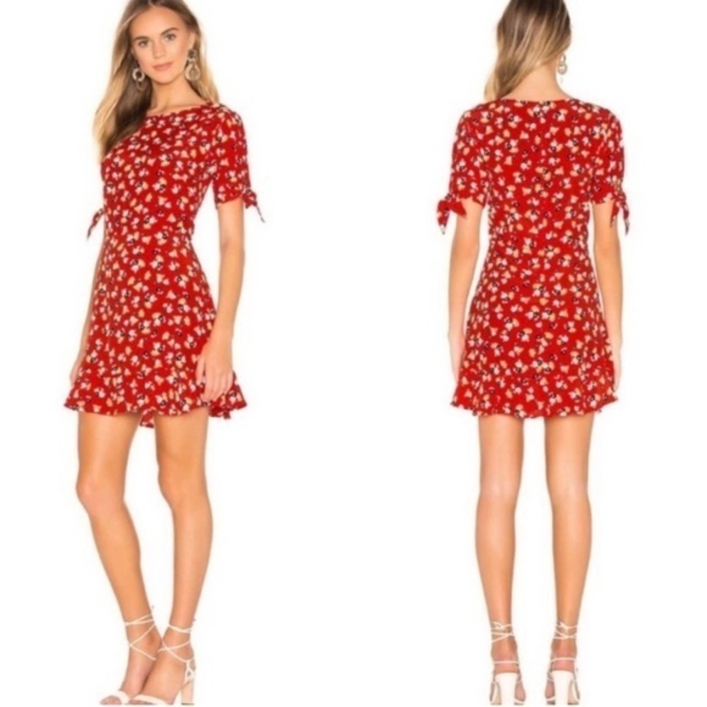 Faithfull the Brand Red Floral Mini Dress